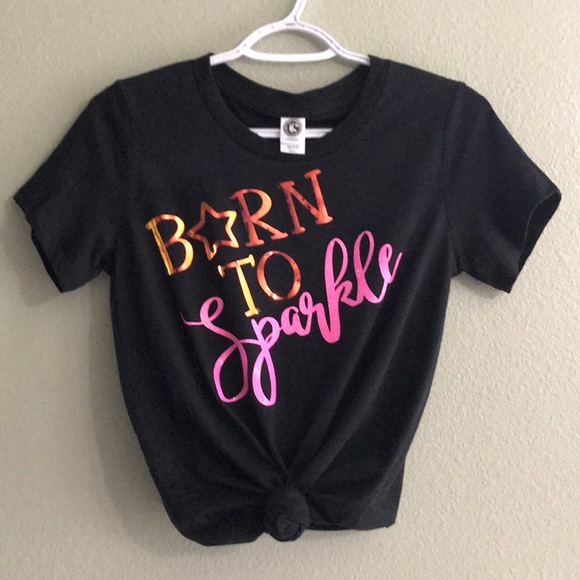 New Women’s “Born To Sparkle” Sparkle Graphics Crew Neck Love Tee - Picture 1 of 6